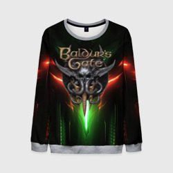 Мужской свитшот 3D Baldurs Gate 3 logo green red light