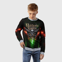 Детский свитшот 3D Baldurs Gate 3 logo green red light - фото 2