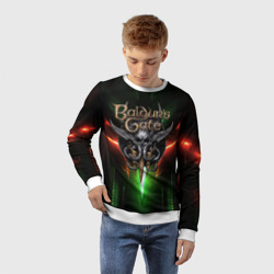 Детский свитшот 3D Baldurs Gate 3 logo green red light - фото 2