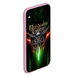Чехол для iPhone XS Max матовый Baldurs Gate 3 logo green red light - фото 2