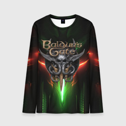 Мужской лонгслив 3D Baldurs Gate 3 logo green red light