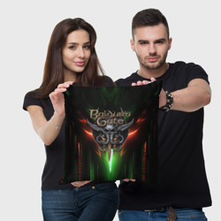 Подушка 3D Baldurs Gate 3 logo green red light - фото 2