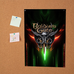 Постер Baldurs Gate 3 logo green red light - фото 2