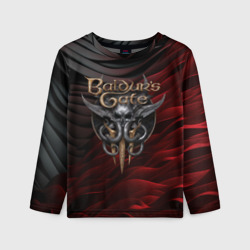 Детский лонгслив 3D Baldurs Gate 3 logo dark red black