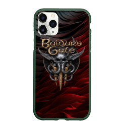 Чехол для iPhone 11 Pro матовый Baldurs Gate 3 logo dark red black