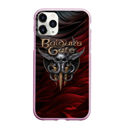 Чехол для iPhone 11 Pro Max матовый Baldurs Gate 3 logo dark red black