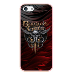 Чехол для iPhone 5/5S матовый Baldurs Gate 3 logo dark red black