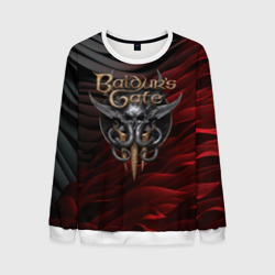 Мужской свитшот 3D Baldurs Gate 3 logo dark red black