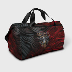 Сумка спортивная 3D Baldurs Gate 3 logo dark red black