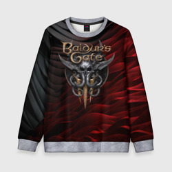 Детский свитшот 3D Baldurs Gate 3 logo dark red black