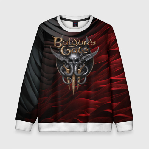 Детский свитшот 3D Baldurs Gate 3 logo dark red black, цвет 3D печать