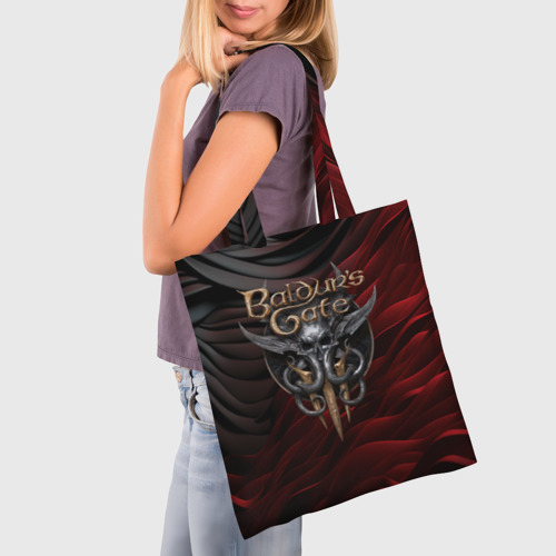 Шоппер 3D Baldurs Gate 3 logo dark red black - фото 3