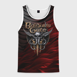 Мужская майка 3D Baldurs Gate 3 logo dark red black