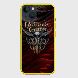 Чехол для iPhone 14 Baldurs Gate 3 logo dark red black