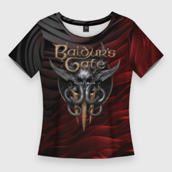 Женская футболка 3D Slim Baldurs Gate 3 logo dark red black