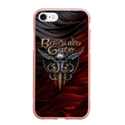 Чехол для iPhone 7/8 матовый Baldurs Gate 3 logo dark red black