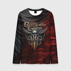 Мужской лонгслив 3D Baldurs Gate 3 logo dark red black