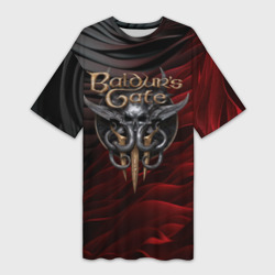 Платье-футболка 3D Baldurs Gate 3 logo dark red black