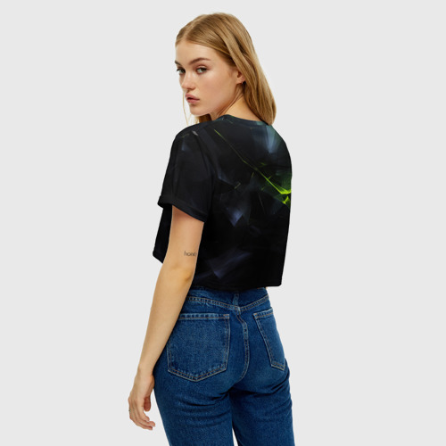 Женская футболка Crop-top 3D Baldurs Gate 3 logo dark  green, цвет 3D печать - фото 5