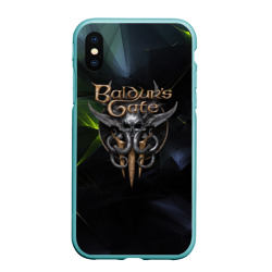 Чехол для iPhone XS Max матовый Baldurs Gate 3 logo dark  green