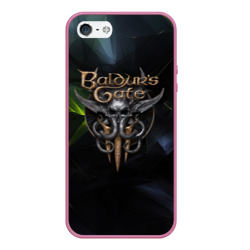 Чехол для iPhone 5/5S матовый Baldurs Gate 3 logo dark  green