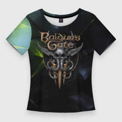 Женская футболка 3D Slim Baldurs Gate 3 logo dark  green