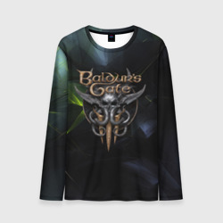 Мужской лонгслив 3D Baldurs Gate 3 logo dark  green