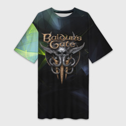 Платье-футболка 3D Baldurs Gate 3 logo dark  green