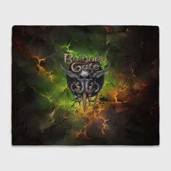 Плед 3D Baldurs Gate 3 logo dark  green fire