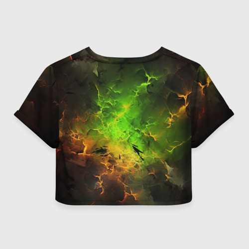 Женская футболка Crop-top 3D Baldurs Gate 3 logo dark  green fire, цвет 3D печать - фото 2