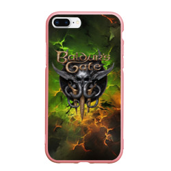 Чехол для iPhone 7Plus/8 Plus матовый Baldurs Gate 3 logo dark  green fire