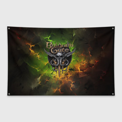 Флаг-баннер Baldurs Gate 3 logo dark  green fire