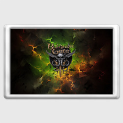 Магнит 45*70 Baldurs Gate 3 logo dark  green fire