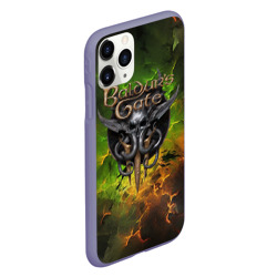 Чехол для iPhone 11 Pro матовый Baldurs Gate 3 logo dark  green fire - фото 2