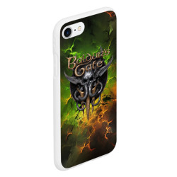 Чехол для iPhone 7/8 матовый Baldurs Gate 3 logo dark  green fire - фото 2