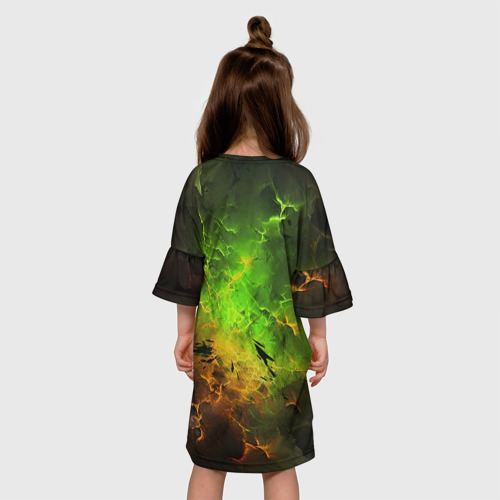 Детское платье 3D Baldurs Gate 3 logo dark  green fire, цвет 3D печать - фото 5