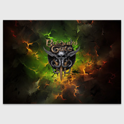 Поздравительная открытка Baldurs Gate 3 logo dark  green fire