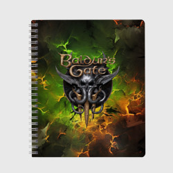 Тетрадь Baldurs Gate 3 logo dark  green fire