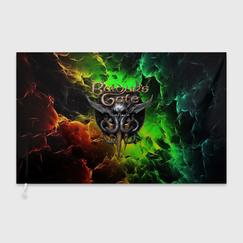 Флаг 3D Baldurs Gate 3 logo dark red  green fire - фото 3