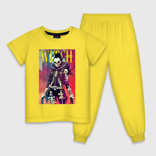 Детская пижама хлопок Cool witch - Cyberpunk - halloween, цвет желтый
