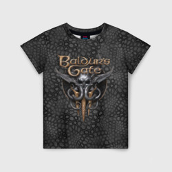 Детская футболка 3D Baldurs Gate 3 logo dark black