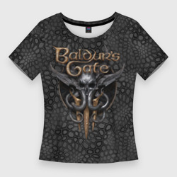 Женская футболка 3D Slim Baldurs Gate 3 logo dark black