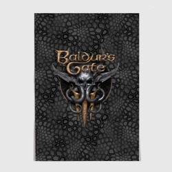 Постер Baldurs Gate 3 logo dark black