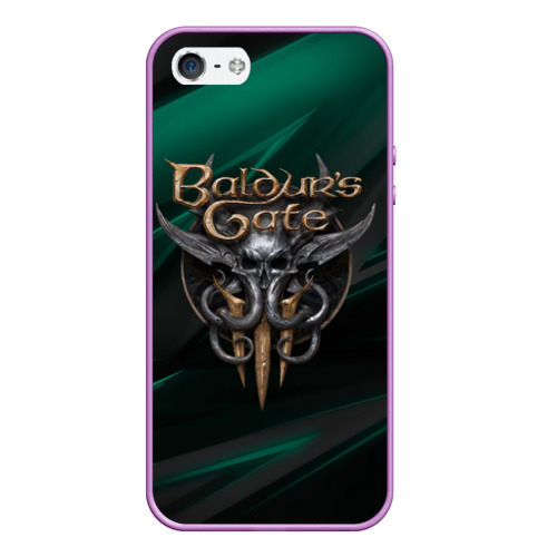 Чехол для iPhone 5/5S матовый Baldurs Gate 3 logo green geometry , цвет сиреневый