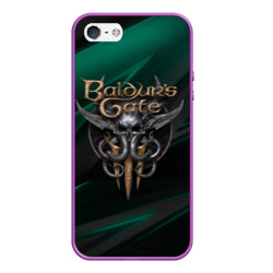 Чехол для iPhone 5/5S матовый Baldurs Gate 3 logo green geometry 