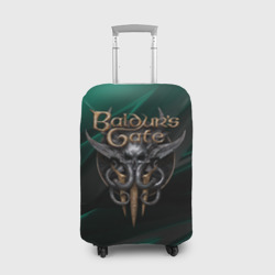 Чехол для чемодана 3D Baldurs Gate 3 logo green geometry 