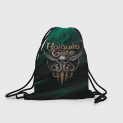 Рюкзак-мешок 3D Baldurs Gate 3 logo green geometry 