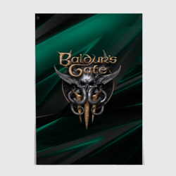 Постер Baldurs Gate 3 logo green geometry 