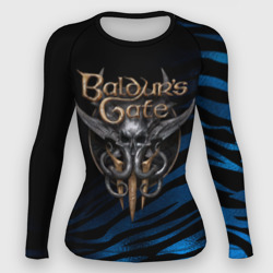 Женский рашгард 3D Baldurs Gate 3 logo blue geometry 