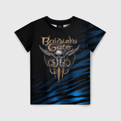 Детская футболка 3D Baldurs Gate 3 logo blue geometry 